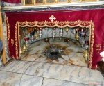 Silver star in the Grotto of the Nativity, marking the traditional birthplace of Jesus in Bethlehem